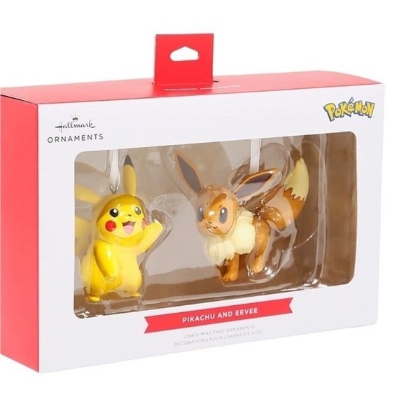 Hallmark Pokemon Pikachu and Eevee Christmas Tree Ornaments Set of 2 NEW IN BOX - Picture 2 of 4